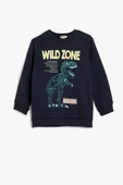 Koton Erkek Çocuk Dinozorlu Sweatshirt Bisiklet Yaka Uzun Kollu - 1