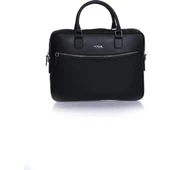 2038 Vegan Deri Laptop Çantası Evrak Çantası Unisex Şık Tasarım Siyah - 1