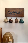 Mobawood   Ahşap Coffee Yazılı Duvar Kahve Fincanı Askılığı - 2