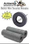 Yuvarlak Delikli Mıknatıs Mini 25 Adet 15x3 mm Mini Mıknatıs Seramik Kömür Mıknatıs Nişan Düğün Sünnet Çok Amaçlı Süsleme Mıknatıs - 1