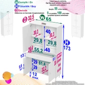 Modilayn AFRA 65x173x32,5 cm 1 Çekmece 3 Kapak 3 Raf 6 Bölme Çok Amaçlı Banyo & Mutfak Dolabı  - 4