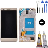 TE Huawei Honor 7 Uyumlu Çıtalı A Kalite Lcd Ekran Dokunmatik Gold + Montaj Seti - 1