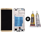 TE Huawei Y7 2018 Uyumlu Çıtalı HK Lcd Ekran Dokunmatik Gold + B7000 - 1