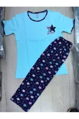 Yıldız Love desen penye kapri pijama takımı- XXL Beden thumbnail 3