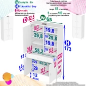 Modilayn AFRA 65x173x32,5 cm 1 Çekmece 3 Kapak 7 Raf 10 Bölme Çok Amaçlı Banyo & Mutfak Dolabı  - 4