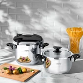 Nehir Silver Matik 4 Prç (4+7lt)Düdüklü Tencere Set - 1