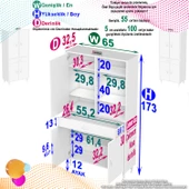 Modilayn YENİ AFRA 65 x 173 x 32,5 cm 1 Çekmece 4 Kapak 5 Raf 8 Bölme Çok Amaçlı Banyo & Mutfak Dolabı  thumbnail 4