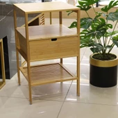 Bambu Çok Amaçlı Komidin Çekmeceli Raf - 1