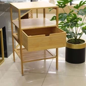 Bambu Çok Amaçlı Komidin Çekmeceli Raf - 2