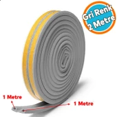 Kapı Pencere Bandı Fitili  Gri Renk Yapışkanlı Beyaz Soğuk Izolasyon Bant 1X2=2 Metre - 1