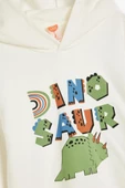 Koton Erkek Bebek Kapşonlu Sweatshirt Uzun Kollu Bisiklet Yaka Dinozor Baskı Detaylı Pamuklu - 3