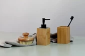 WENKO Padua sabunluk, sürdürülebilir bambudan doldurulabilir pompalı şişe, mutfak ve banyo için yüksek kaliteli pompa, 210 ml'ye kadar sabun kapasiteli, 8 x 18 x 7 cm, doğal/siyah - 3