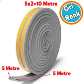 Kapı Pencere Bandı Fitili Gri Renk Yapışkanlı Gri Soğuk Izolasyon Bant 5X2=10 Metre - 1