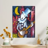 Şehir Silüeti Önünde Ay Işığında Müzisyen Duvar Sticker 50x70 cm - 1