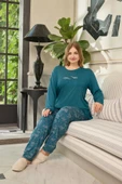 Aydoğan Kadın inci Büyük Beden Being Myself Petrol Pijama Takım 0654 thumbnail 1