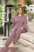 Aydoğan Kadın inci Büyük Beden Start Koyu Pudra Pijama Takım 0652 thumbnail 3