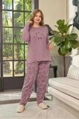 Aydoğan Kadın inci Büyük Beden Start Koyu Pudra Pijama Takım 0652 thumbnail 2