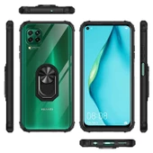 Huawei P40 Lite Kılıf Yüzüklü Şeffaf Mola Kapak - 9