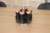 Krom Döner Standlı 6lı Cam Baharatlık Seti Rose Siyah - 4