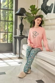Aydoğan Kadın Pembe Viskon Uzun Kollu Pijama Takımı 240628 - 4