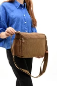 Klinkır Kumaş Kadın Postacı Omuz Çantası Çapraz Askılı Çok Cepli Su İtici Kumaş 30*20 Cm - 3