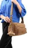 Klinkır Kumaş Kadın Postacı Omuz Çantası Çapraz Askılı Çok Cepli Su İtici Kumaş 30*20 Cm - 1