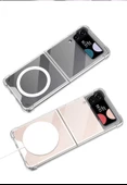 Galaxy Z Flip 4 Kılıf Wireless Şarj Özellikli Airbagli  Kıpta Anti Shock Magsafe Kapak thumbnail 8