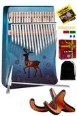 Midex KLX-510-PAK Hakiki Ağaç Geyik Desenli Kalimba 17 Tuşlu Full Set - 1