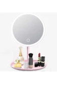 Dokunmatik Led Işıklı Usb Li Yuvarlak Masa Üstü Makyaj Aynası -makyaj Aynası Led thumbnail 8