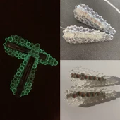 Fosforlu Neon Parlak Yeşil Renk Gümüş Pens Kıskaçlı Damla Şekil 2'li Saç Tokası El Yapımı Epoksi - 1