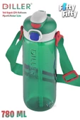 DILLER 780 ML Tek Kapak Çift Kullanım Pipetli/Pipetsiz Askılı Tritan Su Matarası-FFDILLERD68-780 - 7