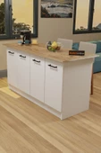 AEKA AE-2040 Vera Beyaz/Çam Mutfak Adası Bar Masası Yemek Masası Dolaplı,  Raflı, Çok Amaçlı 160 cm - 1