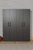 AEKA AE-1054 ARENA ANTRASİT GRİ GARDIROP 4 KAPAKLI 2 ASKILIKLI, 6 RAFLI DOLAP - 4