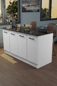 AEKA AE-2040 Vera Mutfak Adası Bar Masası Yemek Masası Dolaplı, Beyaz/S.MERMER Raflı, Çok Amaçlı 160 cm - 1