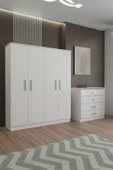 AEKA AE-SET 102 - 1059B-1045 GARDIROP VE ŞİFONYER 4 KAPAKLI VE 4 ÇEKMECELİ BEYAZ TAKIM - 6