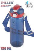 DILLER 780 ML Tek Kapak Çift Kullanım Pipetli/Pipetsiz Askılı Tritan Su Matarası-FFDILLERD68-780 - 2