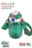 DILLER 550 ML Tek Kapak Çift Kullanım Pipetli/Pipetsiz Askılı Tritan Su Matarası-FFDILLERD70-550 - 7