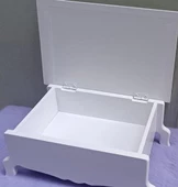 Hobi ERC MODEL Ayaklı Kutu 90402 Şık Zarif Ahşap Beyaz Boyalı MDF El Yapım - 8