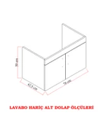 KAREN BANYO Ege 80 Cm Lavabolu Banyo Dolabı, Kapaklı Banyo Alt Dolabı,Seramik Lavabo Dahil - 2