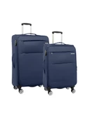 Louisiana Polo 2'li Valiz Seti Büyük Ve Orta Boy Lüx Kumaş Valiz Lacivert 2082 thumbnail 1