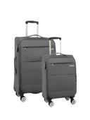 Louisiana Polo 2'li Valiz Seti Orta ve Kabin Boy Lüx Kumaş Valiz Antrasit 2082 thumbnail 1