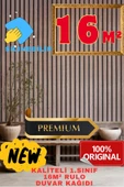 Renkli Duvarlar 16 M² 1.Sınıf Kalite Silinebilir Lambri Panel Ahşap Duvar Çıtası Desenli Premium Duvar Kağıdı 3406 - 1
