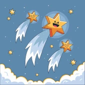 Kayan Yıldız Temalı Çocuk Odası Duvar Kağıdı Baskı thumbnail 5