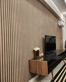 Renkli Duvarlar 16 M² 1.Sınıf Kalite Silinebilir Lambri Panel Ahşap Duvar Çıtası Desenli Premium Duvar Kağıdı 3406 - 5