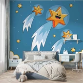 Kayan Yıldız Temalı Çocuk Odası Duvar Kağıdı Baskı thumbnail 4