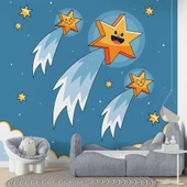 Kayan Yıldız Temalı Çocuk Odası Duvar Kağıdı Baskı thumbnail 1