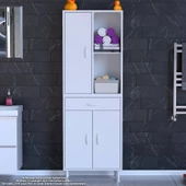 Modilayn AFRA 70x173x32,5 cm 1 Çekmece 3 Kapak 3 Raf 6 Bölme Çok Amaçlı Banyo & Mutfak Dolabı  thumbnail 2