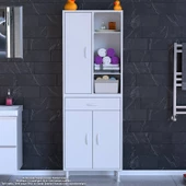 Modilayn AFRA 70x173x32,5 cm 1 Çekmece 3 Kapak 5 Raf 8 Bölme Çok Amaçlı Banyo & Mutfak Dolabı  - 2