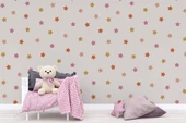 Pembe Yıldız Desenli Çocuk Odası Duvar Kağıdı Baskı - 5
