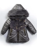 2-9 Yaş Uzun Fermuar Cepli Kapitone Kumaş Kapüşonlu Kışlık İçi Peluş Kız Bebek Çocuk Mont Şişme - 2